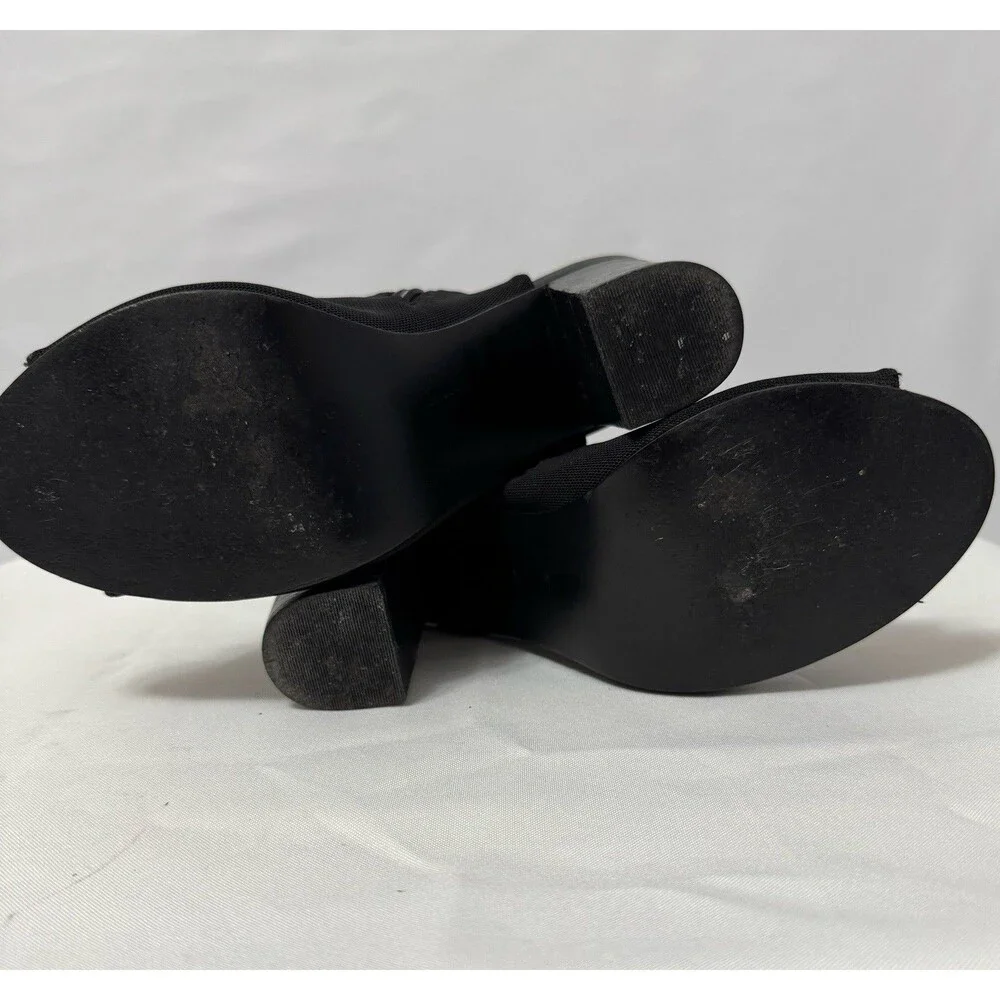 Steve Madden Women Black Stretch Open Toe Ankle Bottie Block Heels US 7.5 - Picture 7 of 9